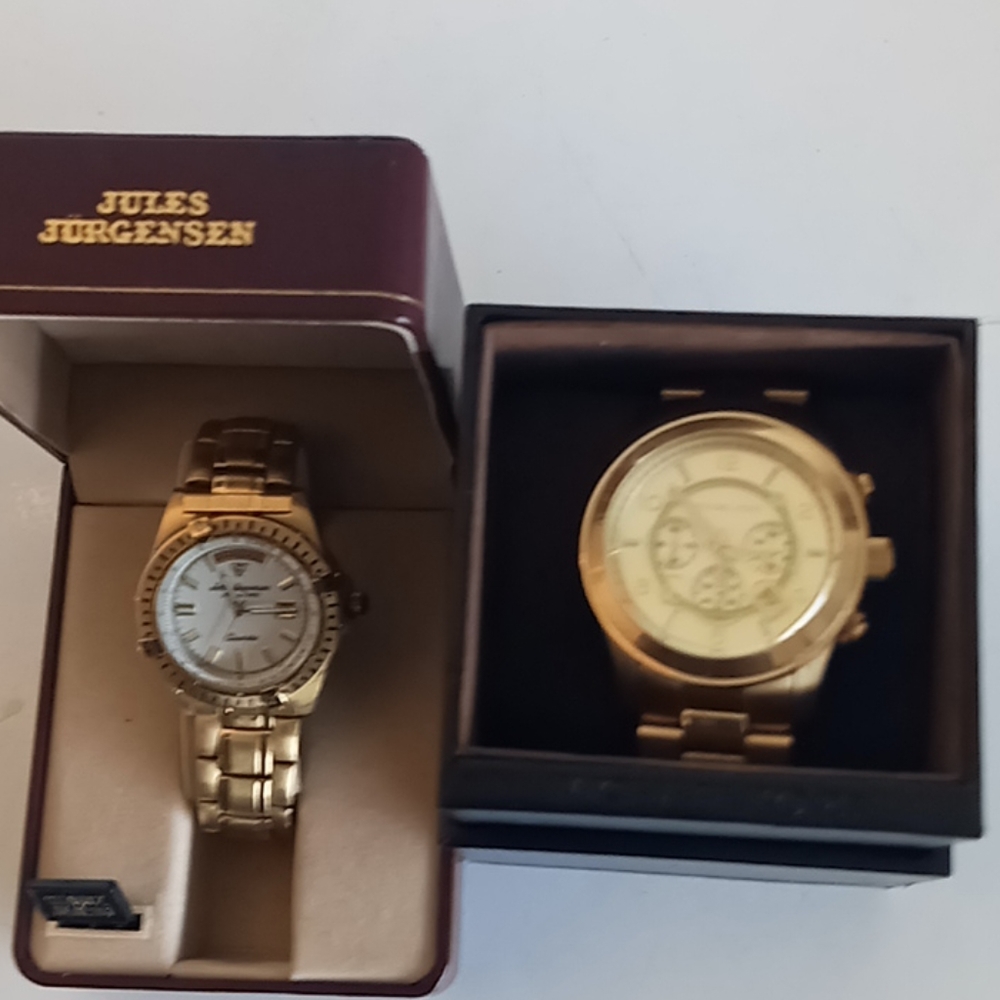 Two men's watches and pair of Bacrach men's boots